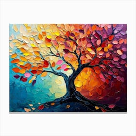 Elegant Colorful Tree with Vibrant Leaves Hanging Branches 17 Canvas Print