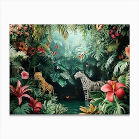 Zebras In The Jungle Canvas Print