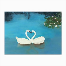 Two Swans In Love Canvas Print