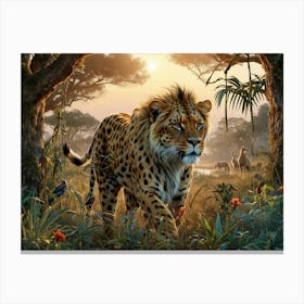 Lion In The Jungle Canvas Print