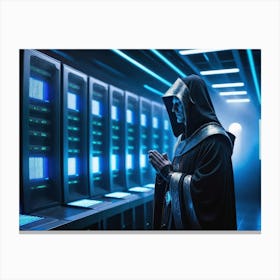 Tech priests prayying to server farms 2 Canvas Print