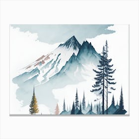 Mountain And Forest In Minimalist Watercolor Horizontal Composition 33 Canvas Print