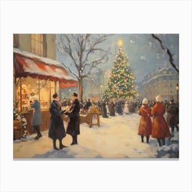 Festive Christmas In Paris Canvas Print