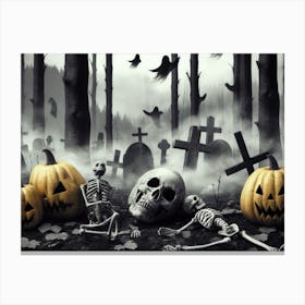 Halloween Graveyard 1 Canvas Print