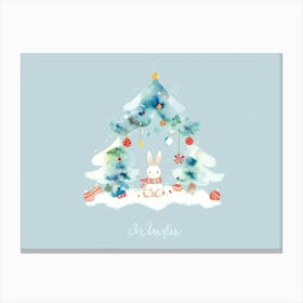 Watercolor Christmas Card Canvas Print