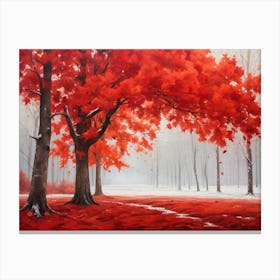 Red Autumn Trees 1 Canvas Print