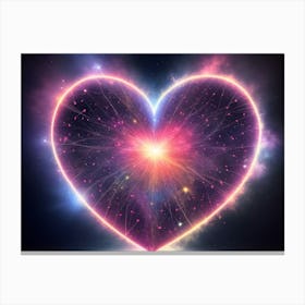 A Colorful Glowing Heart On A Dark Background Horizontal Composition 19 Canvas Print