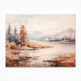 A Painting Of A Lake In Autumn 24 Canvas Print