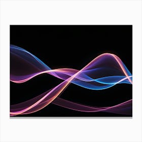 Abstract Image Of Colorful, Glowing Waves On A Black Background, Creating A Dynamic And Energetic Effect 11 Canvas Print