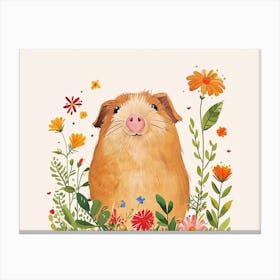 Little Floral Guinea Pig 3 Canvas Print