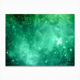 Pastel Greens Galaxy Space Background Canvas Print