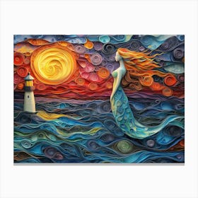 Paper Quilling Mermaid Canvas Print