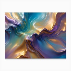 Abstract Image Of Swirling, Liquid Colors, Resembling A Cosmic Nebula Or Liquid Marble, With A Mix Of Teal, Blue, And Gold Hues Canvas Print