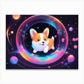 Corgi In Space 14 Canvas Print