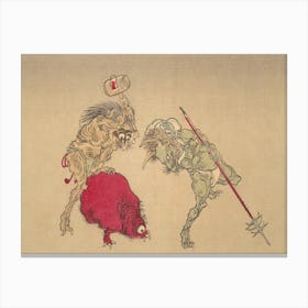 Night Parade of A Hundred Demons Kawanabe Kyosai Vintage Japanese Woodblock Print Yokai 11 Canvas Print