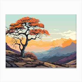 Tree In The Mountains Canvas Print