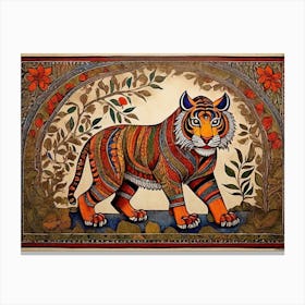 Default Traditional Madhubani Style Painting Of A Tiger On A T 0 (4) Canvas Print