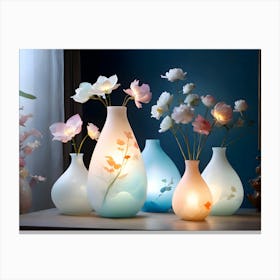 Four Vases With Flowers Canvas Print