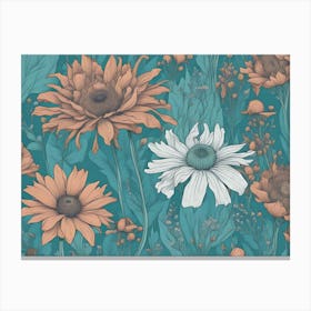 Wildflowers Orange And Blue Canvas Print