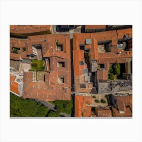 Top view of the historic houses and streets of the Italian city of Novara, Piedmont. Canvas Print