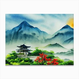 A Serene Mountain Escape Canvas Print