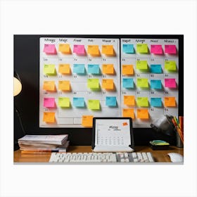 Calendar Brimming With Multicolored Post It Notes Varying Sizes Each Inscribed With Urgent Reminde (3) Canvas Print