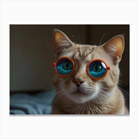 Cat With Glasses Canvas Print