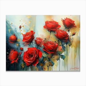 A Dozen Red Roses Alcohol Ink Pt. 3 Canvas Print