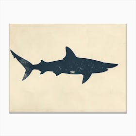 Scalloped Hammerhead Shark Grey Silhouette 1 Canvas Print