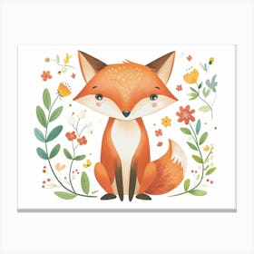 Little Floral Fox 2 Canvas Print