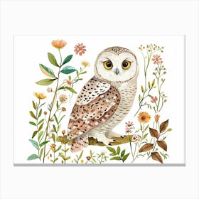Little Floral Snowy Owl 3 Canvas Print