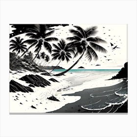 Black And White  Of Palm Trees 1 Canvas Print