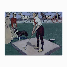 Man About To Drive A Golf Ball, Edward Penfield Canvas Print