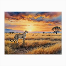 Under the African Sky Cheetah In The Grass Canvas Print