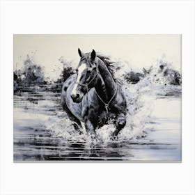 A Horse Oil Painting In Grace Bay Beach Turks And Caicos Islands, Landscape 4 Canvas Print