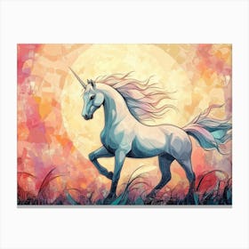 Fantasy Illustration Of A Wild Unicorn Horse 7 Canvas Print