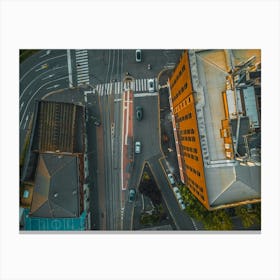 Aerial Majesty: Top-Down Drone View of Italy City Milan Canvas Print