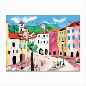 Trento Italy Cute Watercolour Illustration 2 Canvas Print