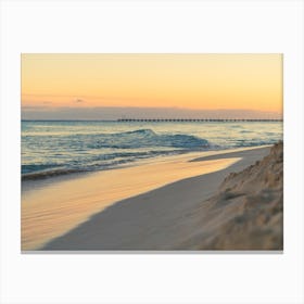Ocean Waves Sunset On The Beach Canvas Print