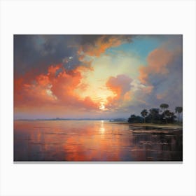 Sunset Over The Water 3 Canvas Print