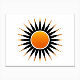 Orange Sun With Black Rays Canvas Print