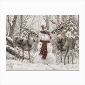 Snowman In The Woods  Canvas Print