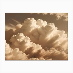 A Dramatic Shot Of A Large, Fluffy Cloud Formation Against A Warm, Sepia Toned Sky Canvas Print