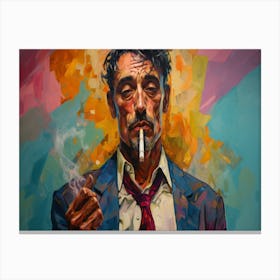 Man Smoking A Cigarette 4 Canvas Print