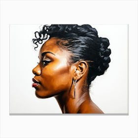 Side Profile Of Beautiful Woman Oil Painting 107 Canvas Print