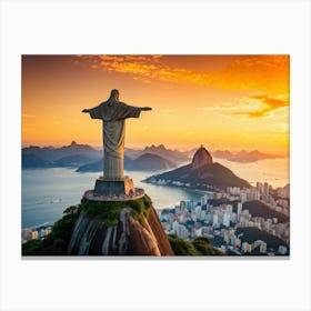 Cristo Redentor Statue Towering Over Rio De Janeiro Located On Corcovado Mountain Overlooking A Sc Canvas Print