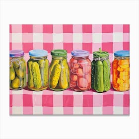 Pickles In A Jar Pink Checkerboard 1 Canvas Print