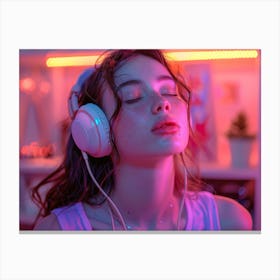Young Woman Listening To Music Canvas Print