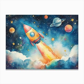 3d Space Rocket, Space Adventure Canvas Print