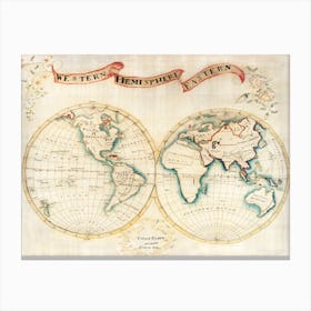Map Sampler Made At Pleasent Valley Quaker Boarding School (1809) Canvas Print